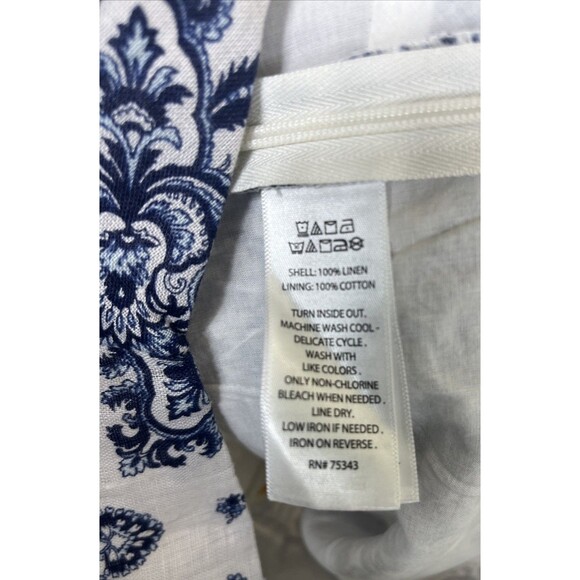 C&C California Twist Front Crop Top 100% Linen Blue Ivory Size XL NEW - Picture 8 of 8